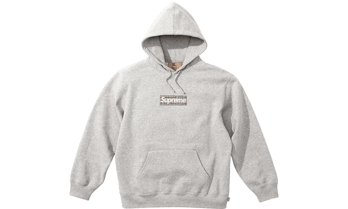 Supreme Burberry Box Logo Hoodie Grey