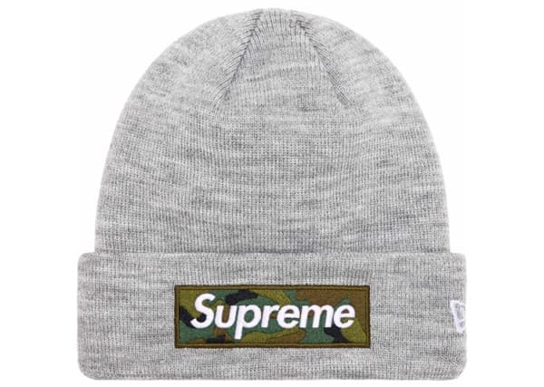 Supreme New Era Box Logo Beanie Heather Grey (FW23)