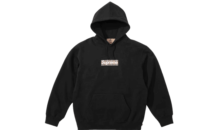 Supreme Burberry Box Logo Hoodie Black