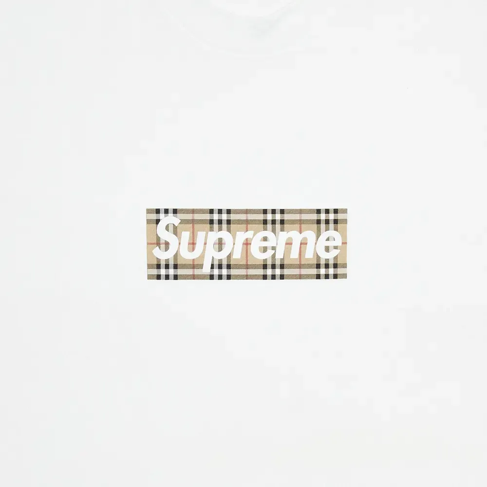 Supreme Burberry Box Logo Tee White