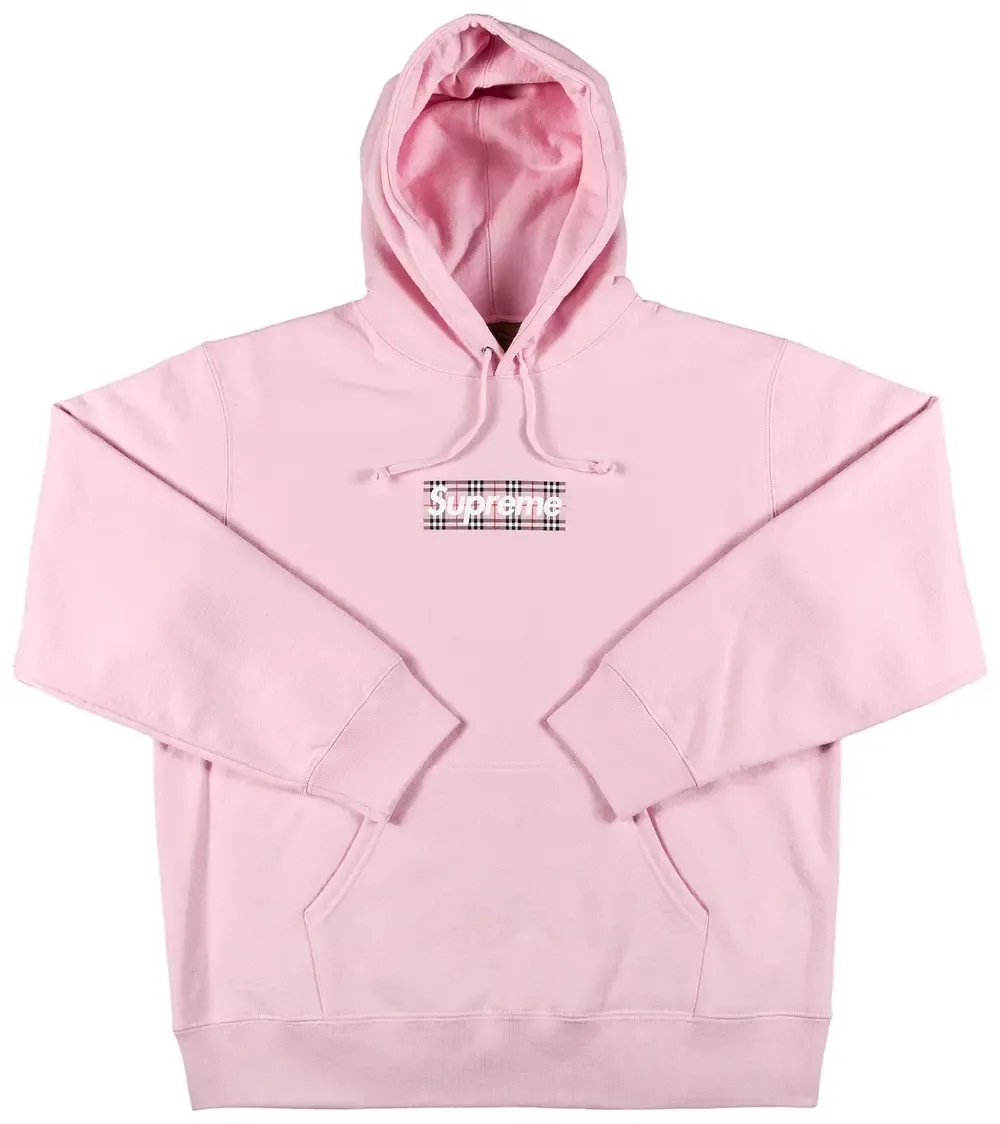 Supreme Burberry Box Logo Hoodie Pink