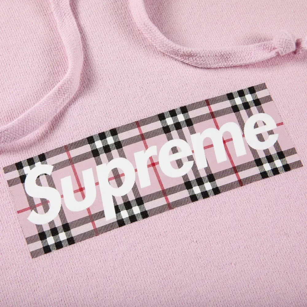 Supreme Burberry Box Logo Hoodie Pink