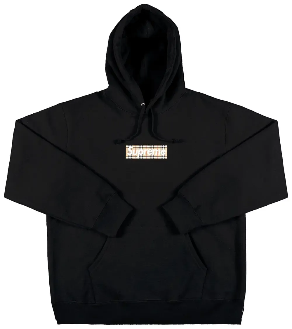 Supreme Burberry Box Logo Hoodie Black