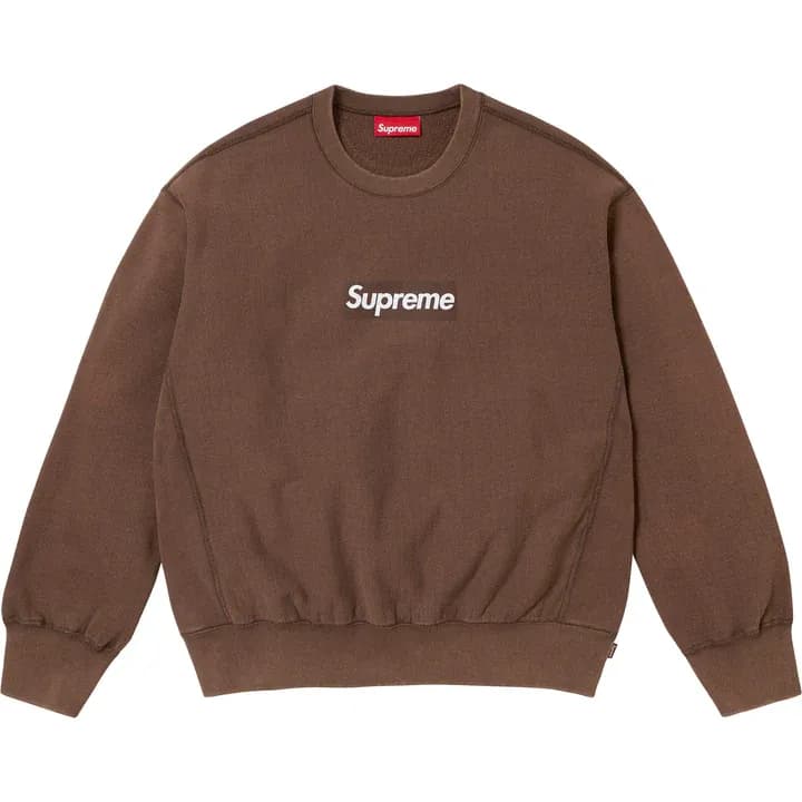 Supreme Washed Box Logo Crewneck Brown