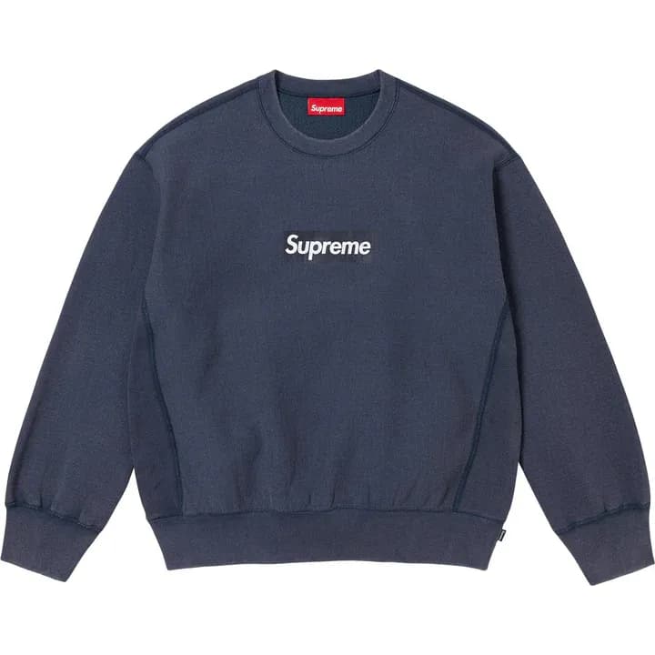 Supreme Washed Box Logo Crewneck Navy