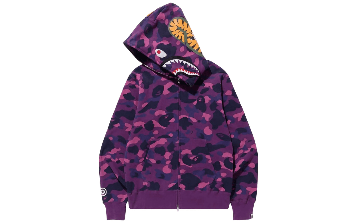 BAPE Color Camo Shark Full Zip Hoodie Purple