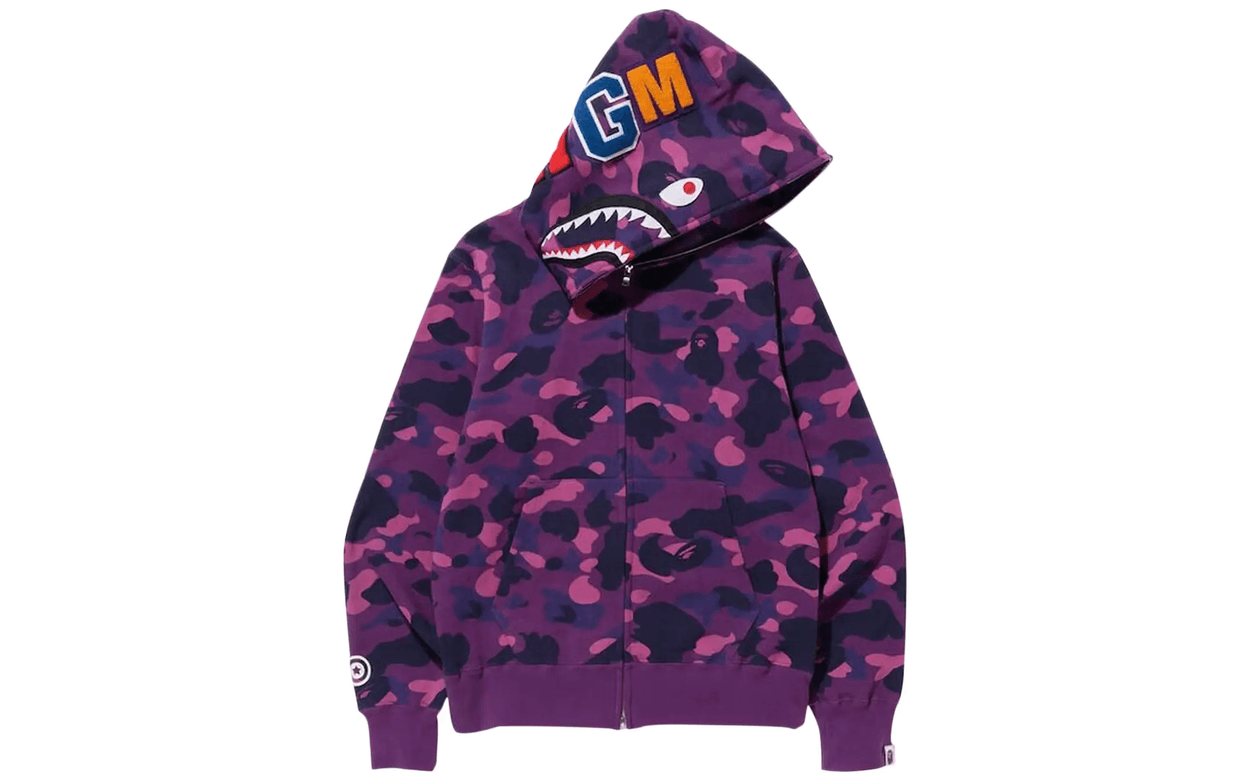 BAPE Color Camo Shark Full Zip Hoodie Purple