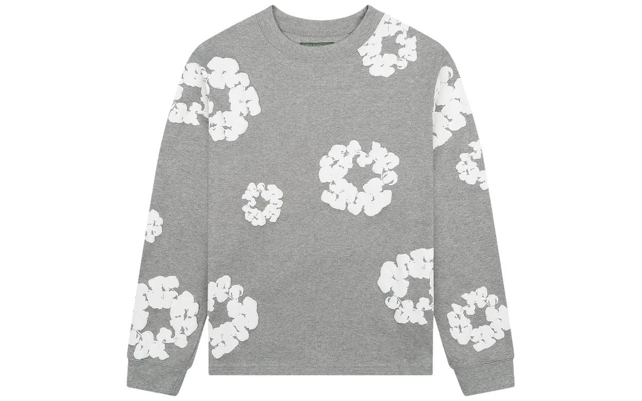 Denim Tears Long Sleeve Cotton Wreath T-shirt Grey