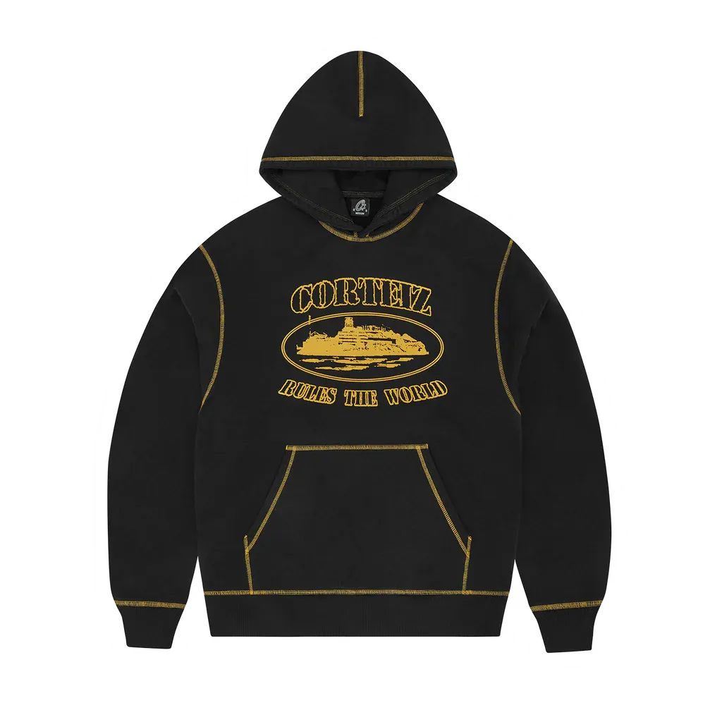 Corteiz Alcatraz Contrast Hoodie Black/Yellow