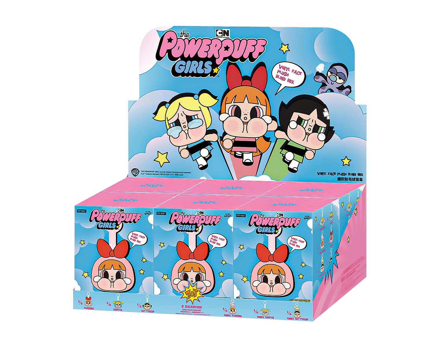 Pop Mart CryBaby x Powerpuff Girls Series Vinyl Face Plush Sealed Case (Zestaw 6 szt.)