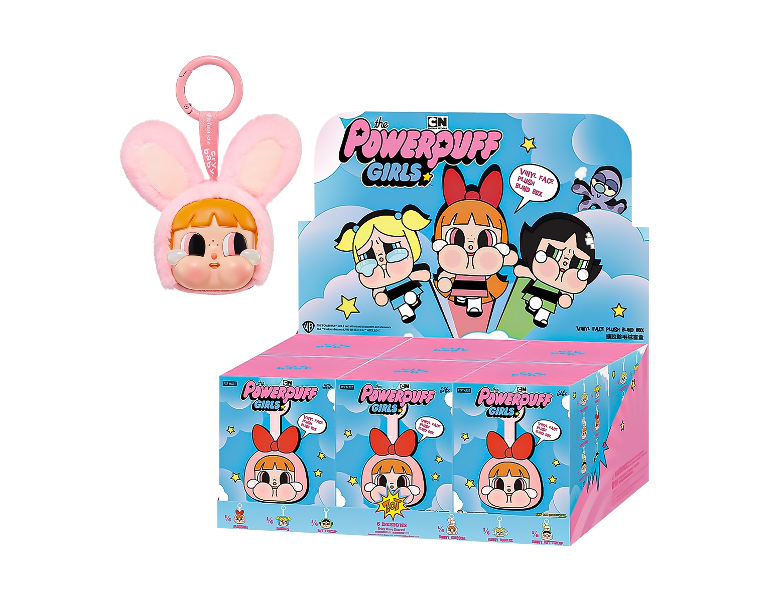 Pop Mart CryBaby x Powerpuff Girls Series Vinyl Face Plush Sealed Case (Zestaw 6 szt.)
