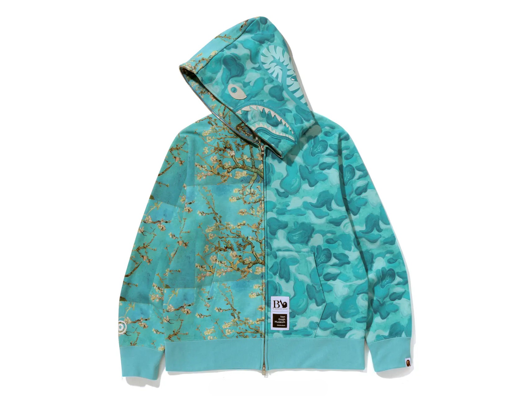BAPE x Van Gogh Museum Shark Full Zip Hoodie Sax