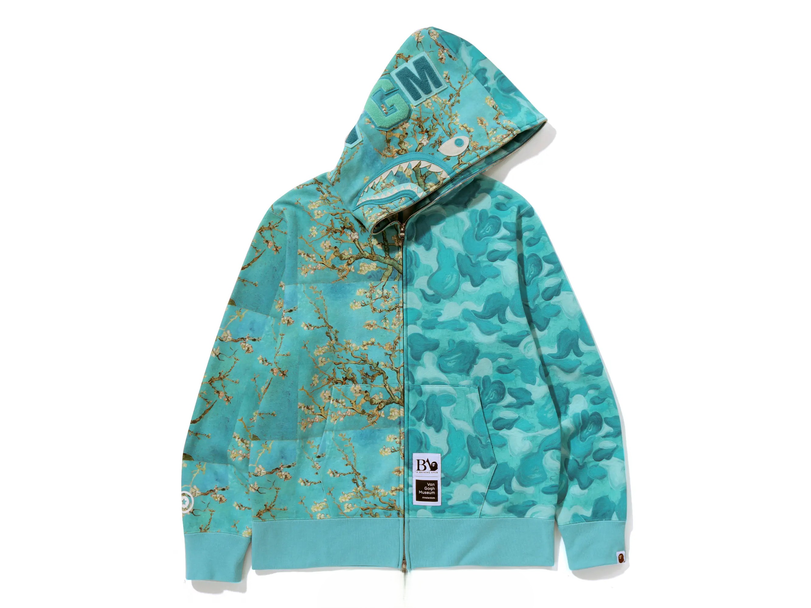 BAPE x Van Gogh Museum Shark Full Zip Hoodie Sax