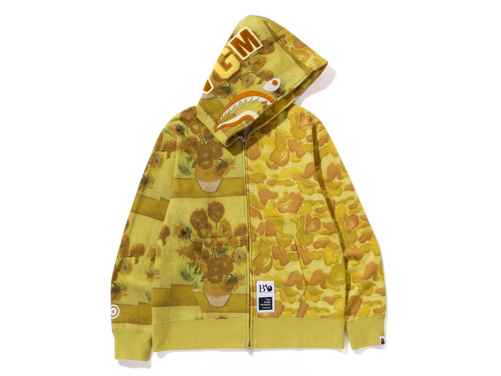 BAPE x Van Gogh Museum Shark Full Zip Hoodie Yellow
