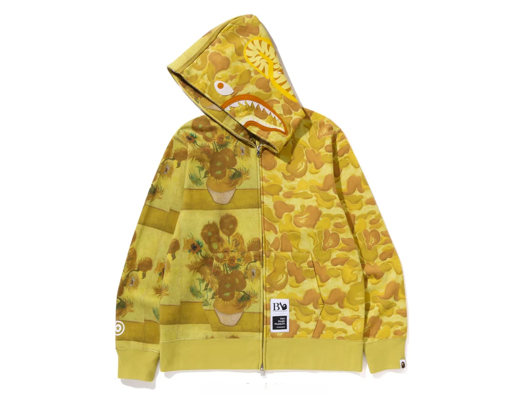 BAPE x Van Gogh Museum Shark Full Zip Hoodie Yellow