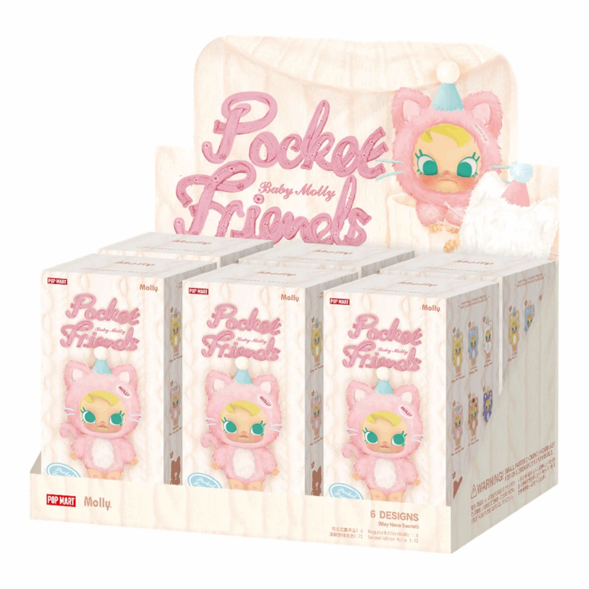 Pop Mart Baby Molly Pocket Friends Series Vinyl Plush Pendant Sealed Case (Zestaw 6 szt.)