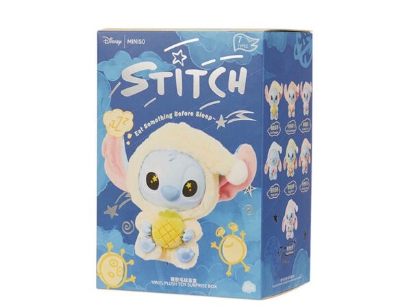 Miniso Top Toy Disney Stitch Eating Something Before Sleep Plush Keychain Single Blind Box