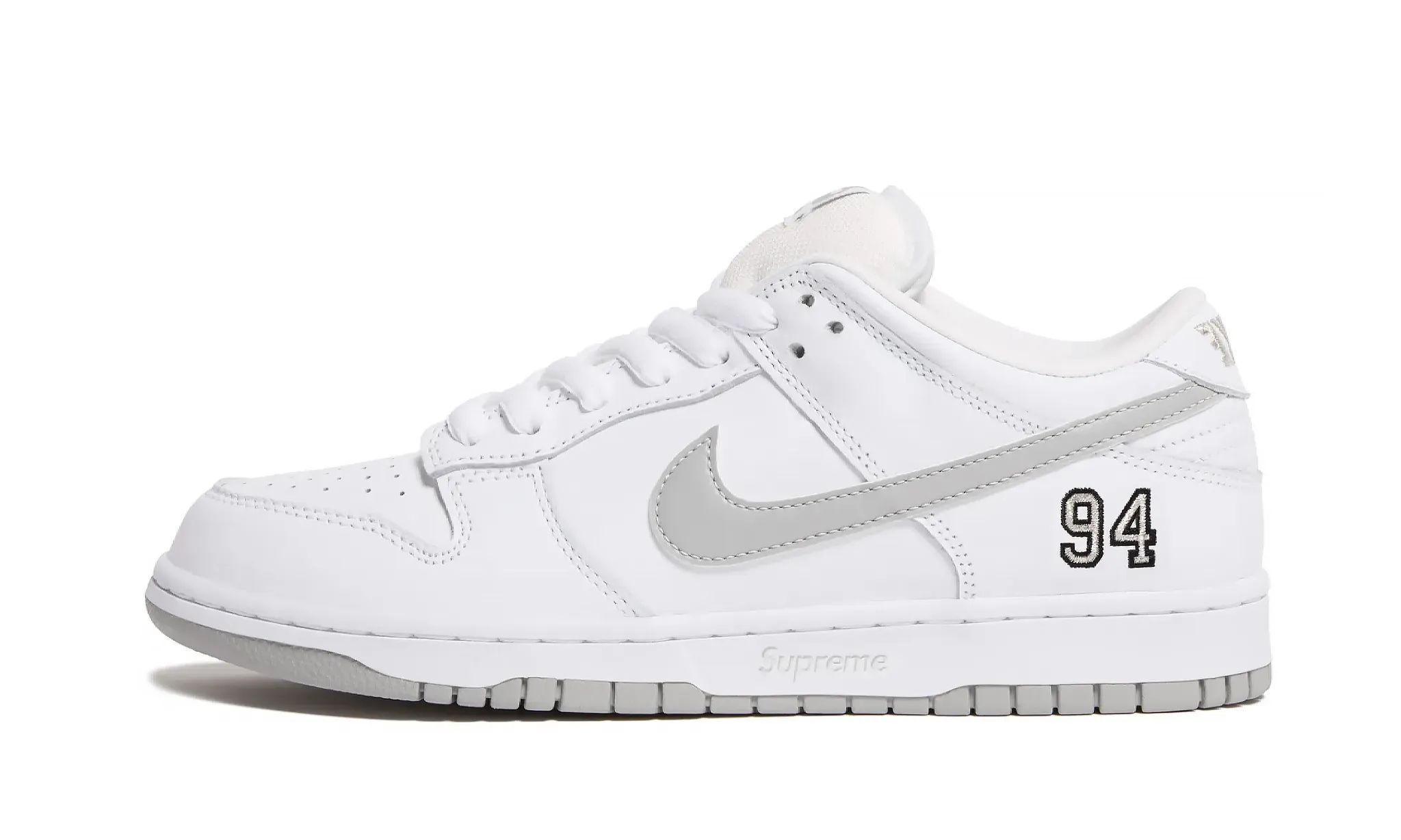 Nike SB Dunk Low Supreme 94 White Metallic Silver