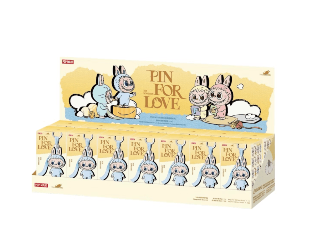 Pop Mart Labubu The Monsters Pin for Love Series Vinyl Plush Pendant (A-M) Sealed Case (Zestaw 14 Blind Box)