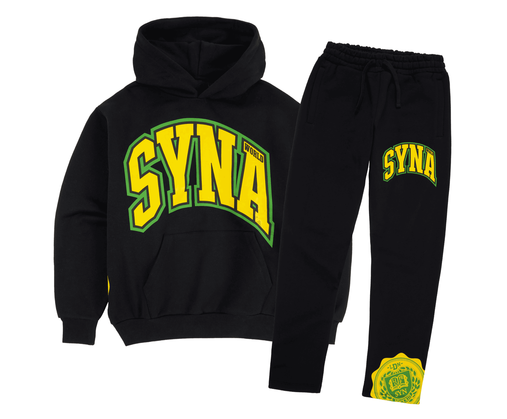 SynaWorld College Hood Tracksuit Black Yellow