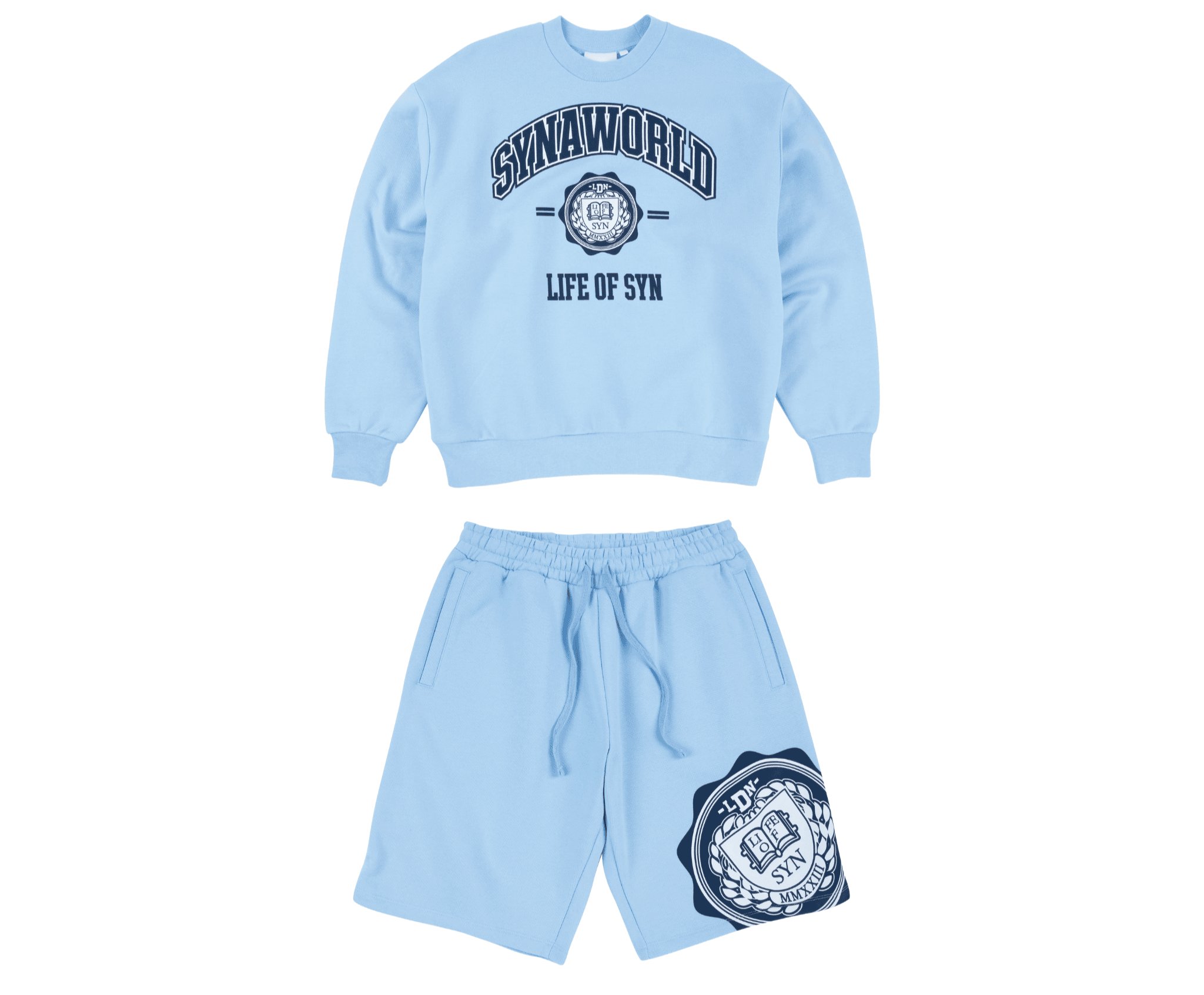 SynaWorld College Crew Short Set Blue