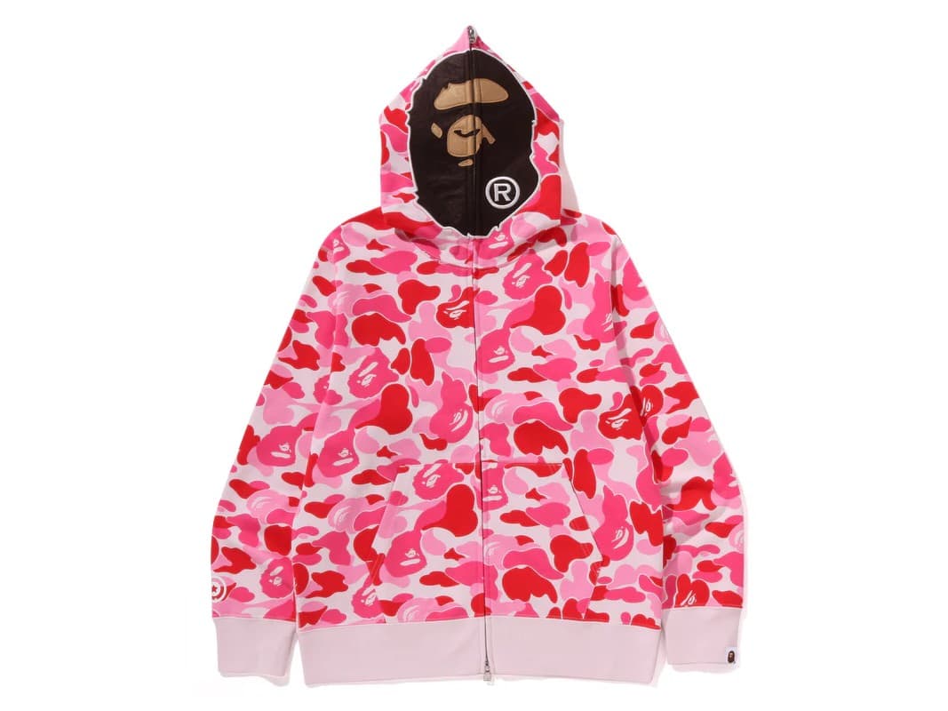 BAPE ABC Camo 2ND APE FullL Zip Hoodie Pink