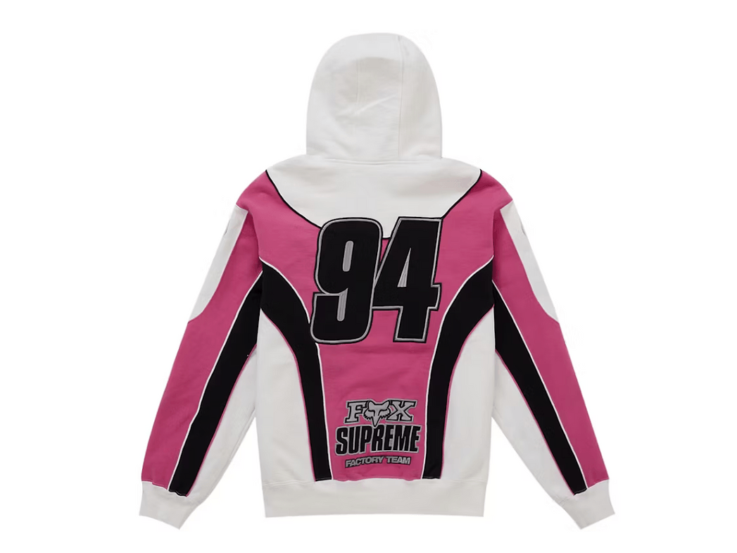 Supreme Fox Racing Zip Up Hooded Sweatshirt White