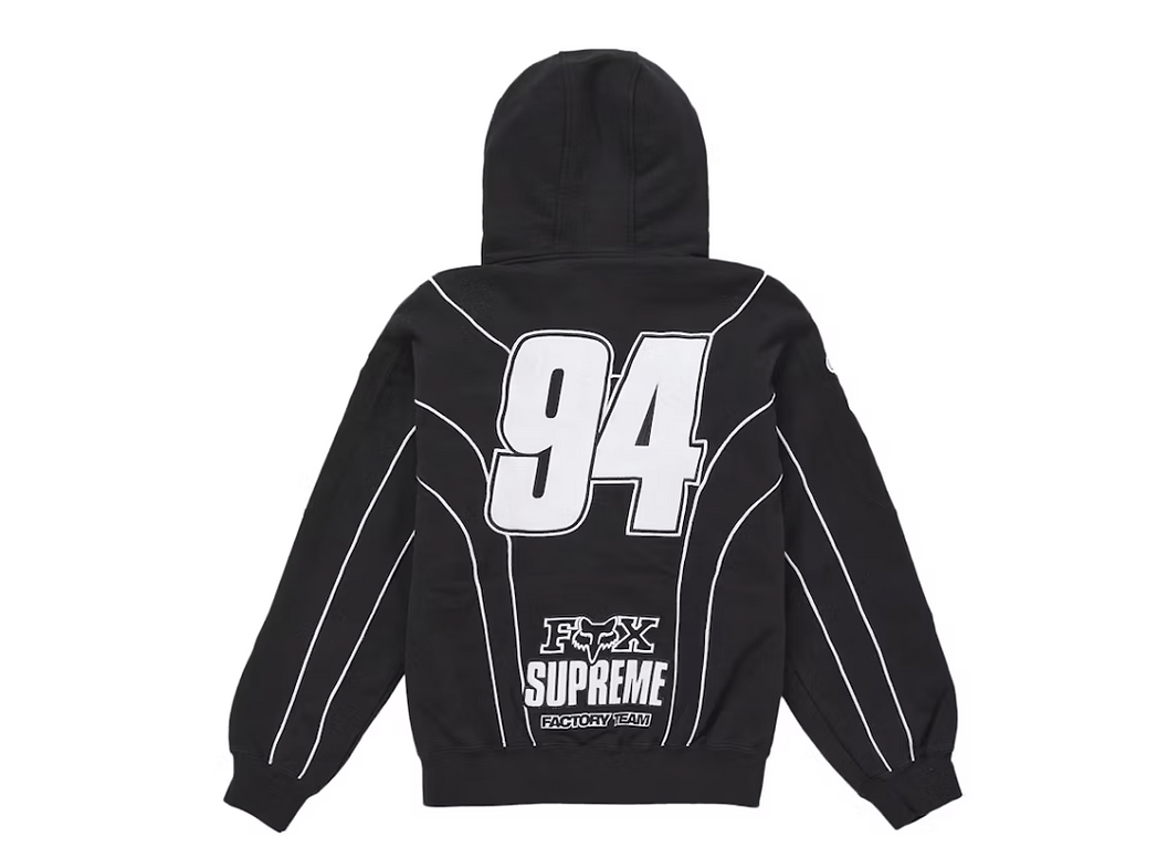 Supreme Fox Racing Zip Up Hooded Sweatshirt Black