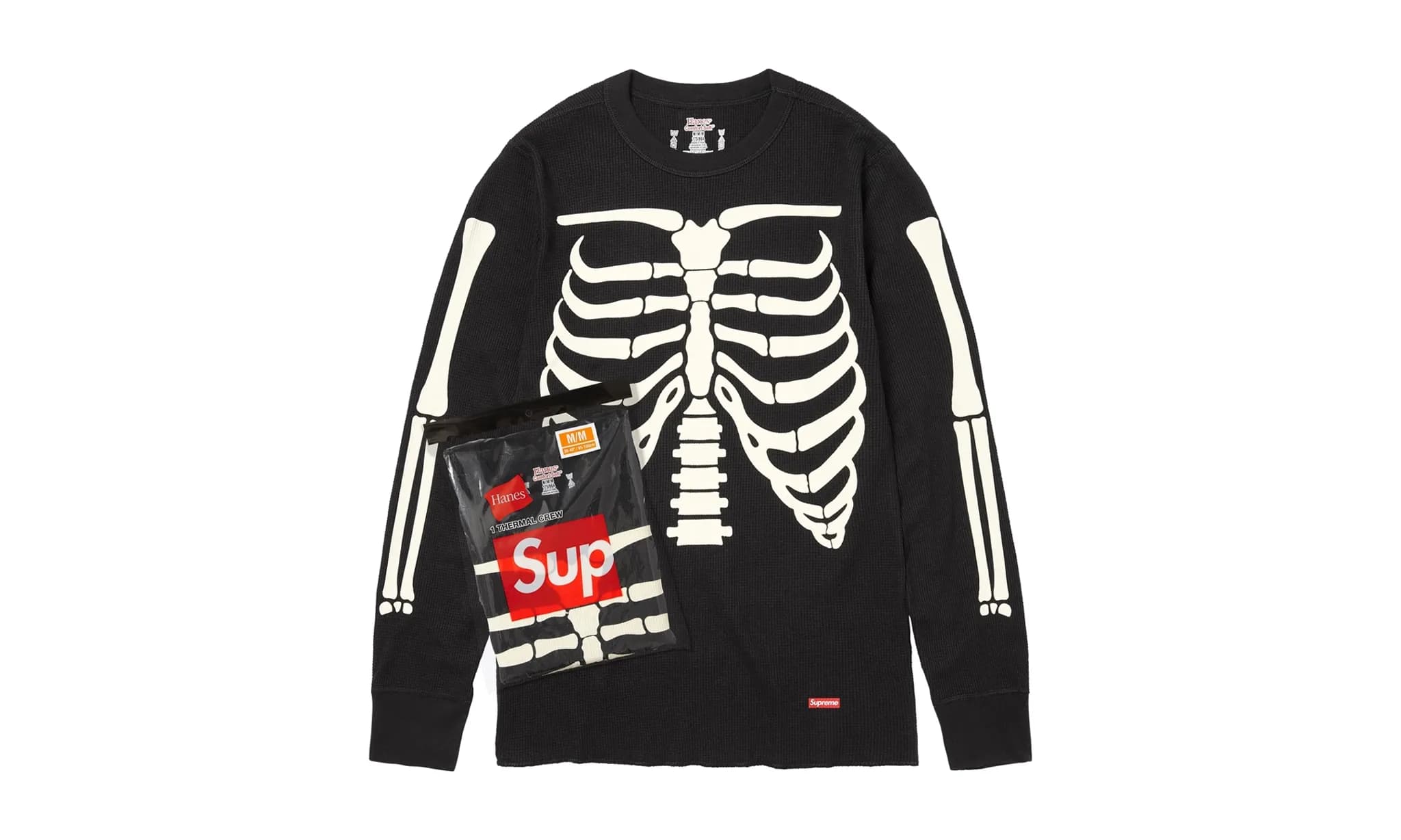 Supreme Hanes Bones Thermal Crew Black