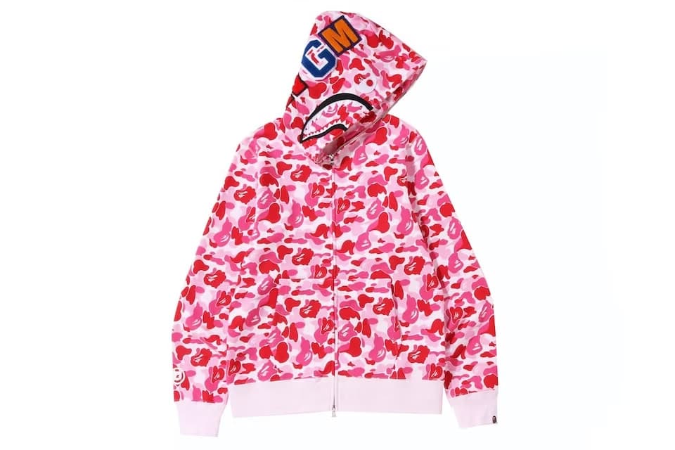 BAPE ABC Camo Shark Full Zip Hoodie Pink