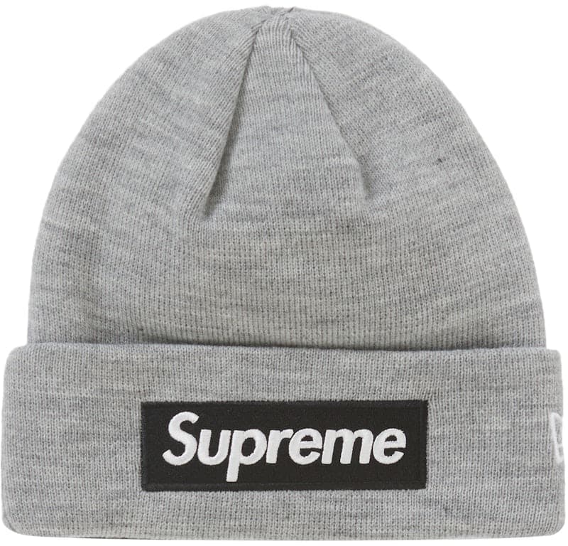 Supreme New Era Box Logo Beanie Heather Grey (FW22)