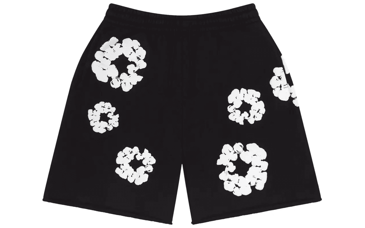 Denim Tears The Cotton Wreath Shorts Black | OVERCEZ