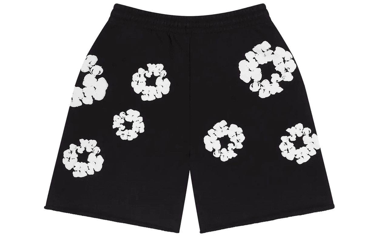 Denim Tears The Cotton Wreath Shorts Black | OVERCEZ