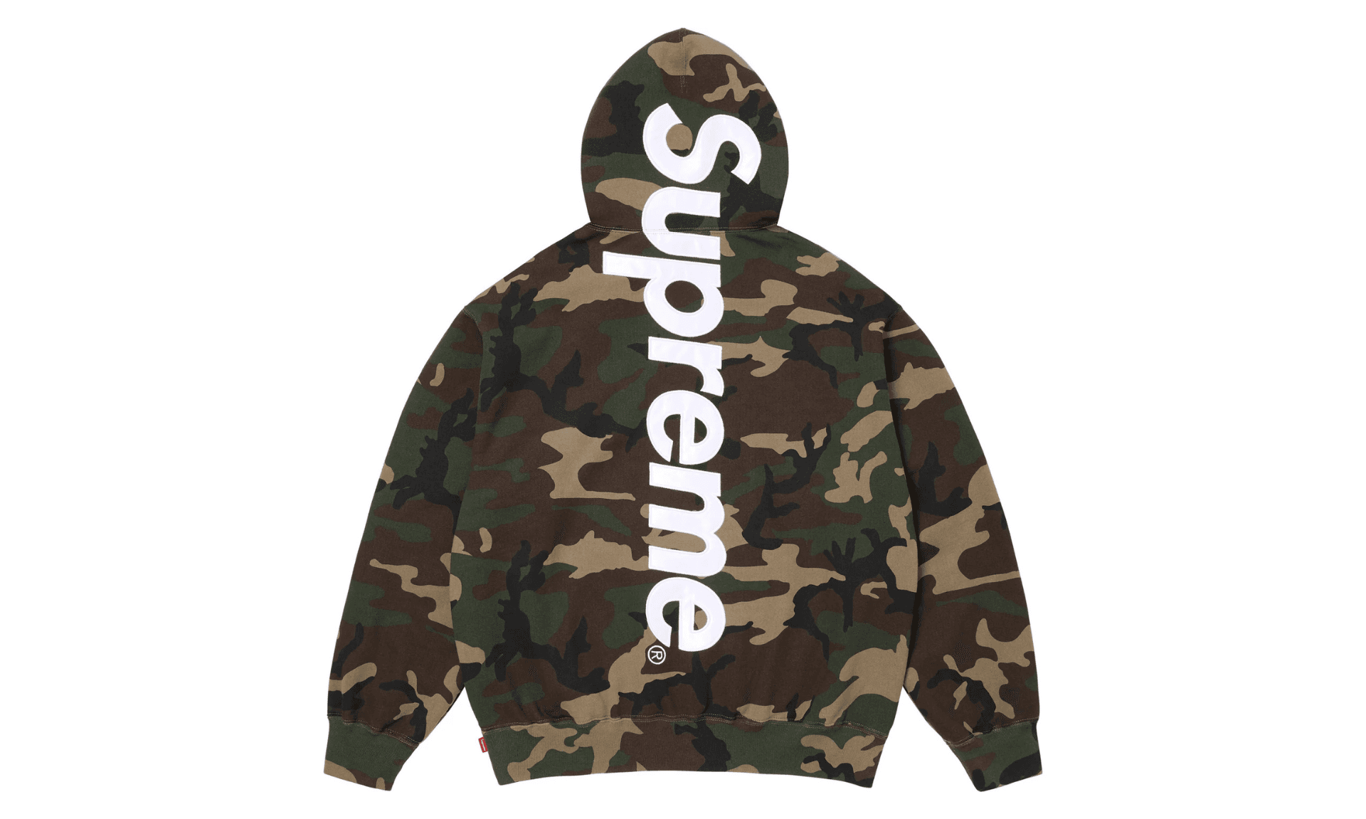 Supreme Satin Applique Hooded Sweatshirt Woodland Camo