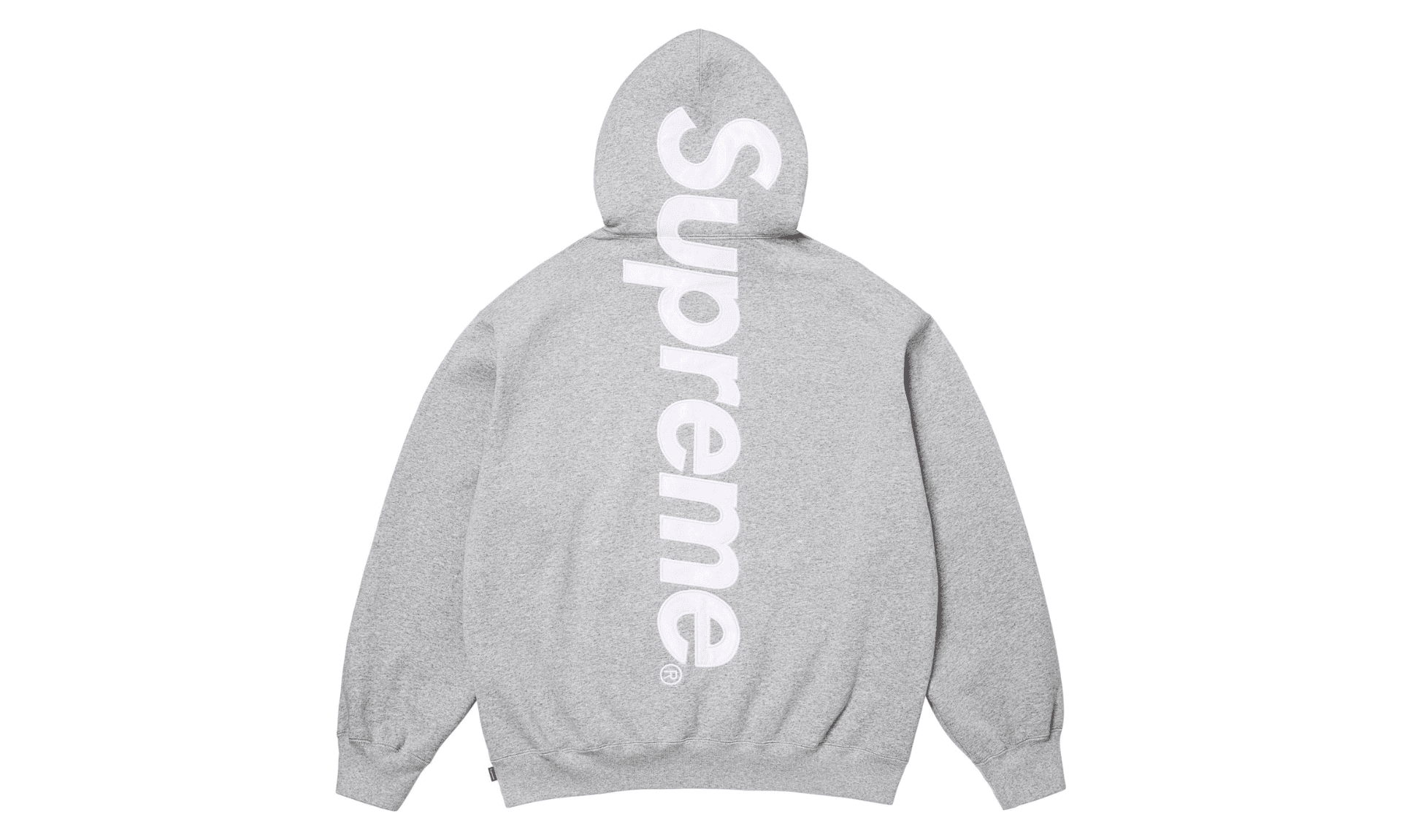 Supreme Satin Applique Hooded Sweatshirt Heather Grey | OVERCEZ
