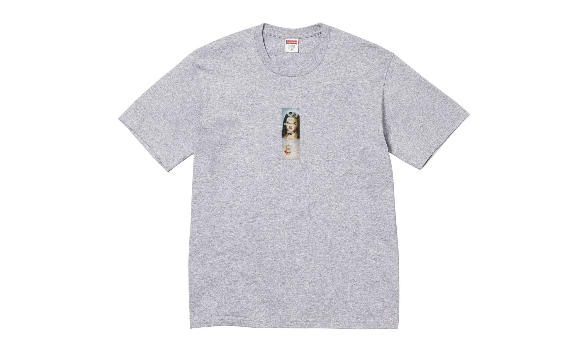 Supreme Prayer Card Box Logo Tee Heather Grey