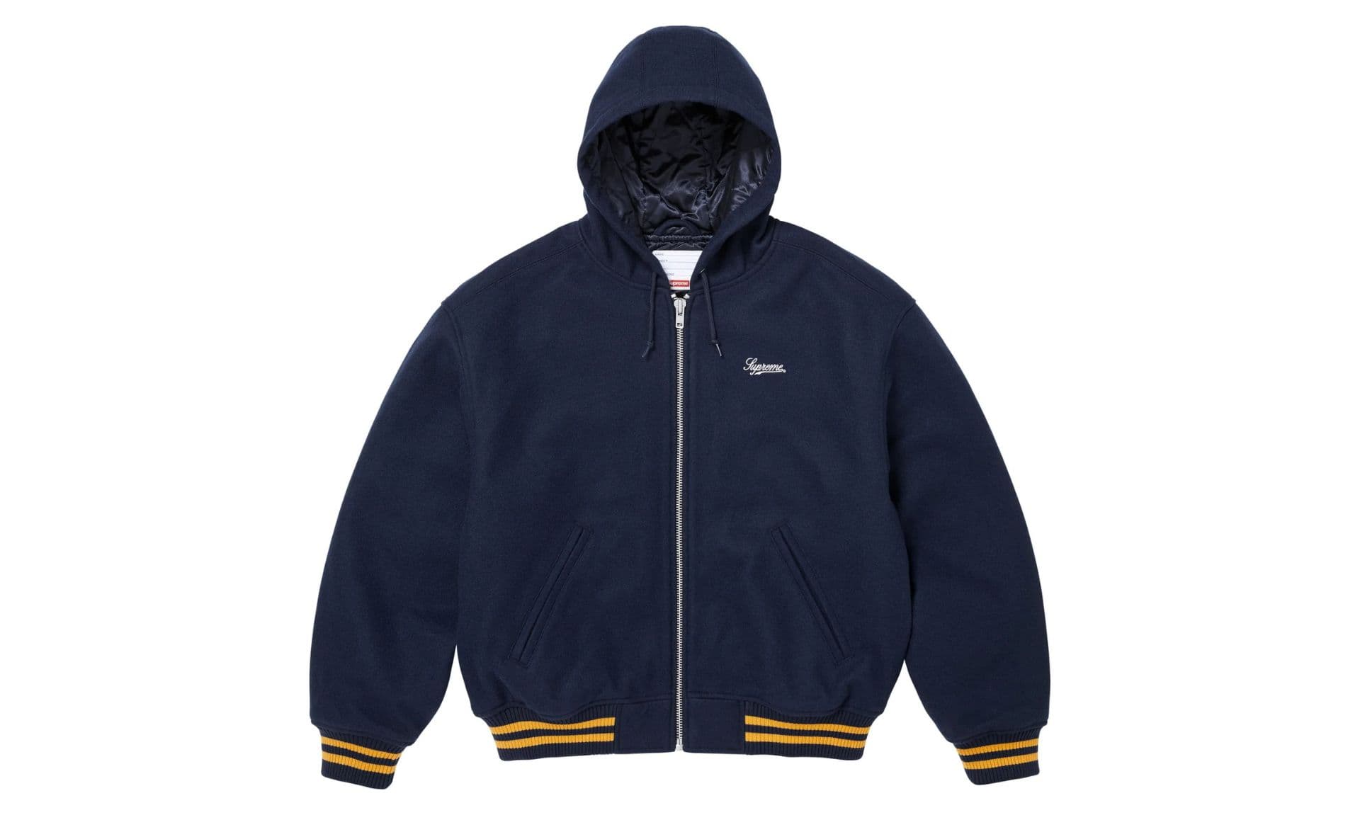 Supreme Larry Clark Hooded Varsity Jacket Navy