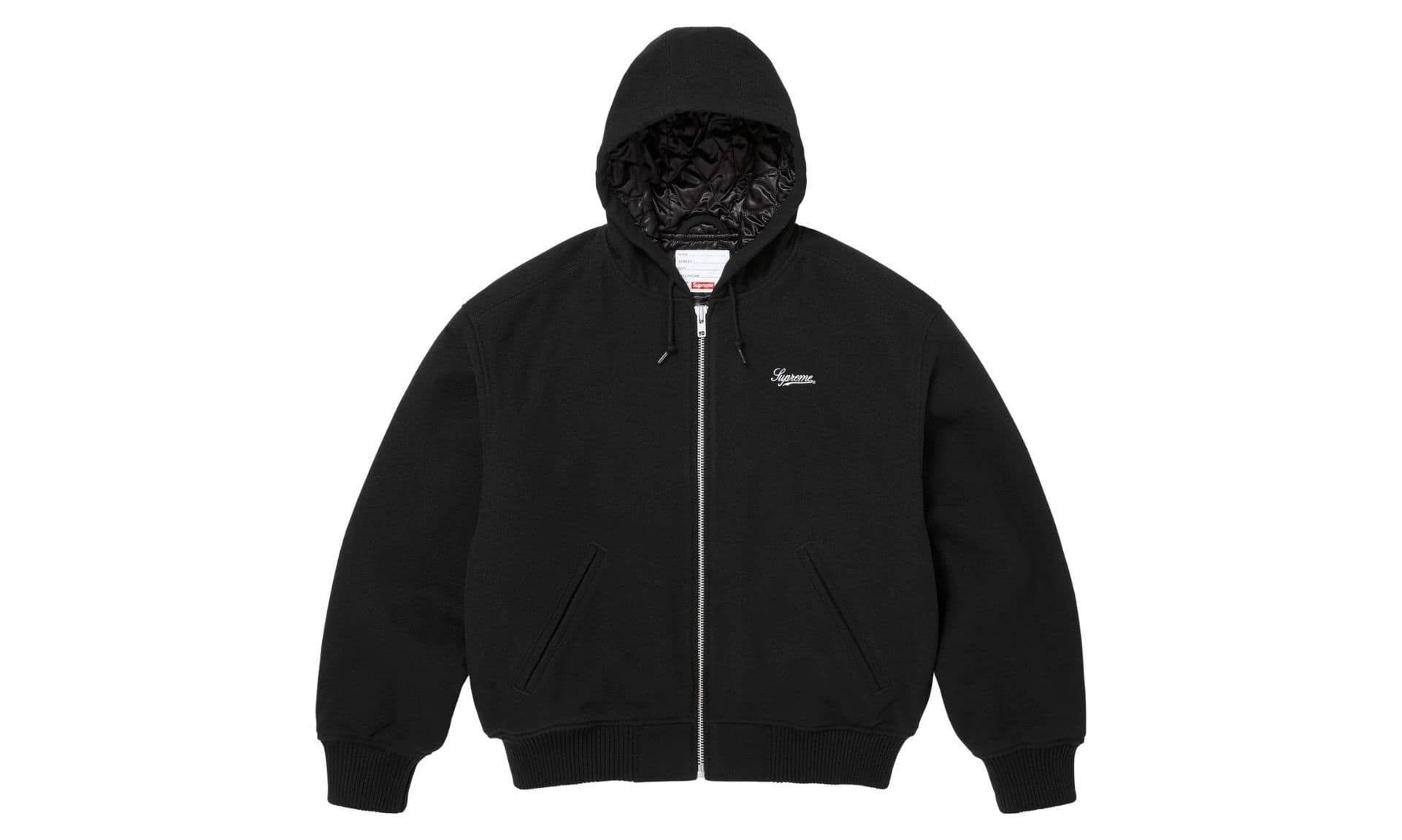 Supreme Larry Clark Hooded Varsity Jacket Black | OVERCEZ