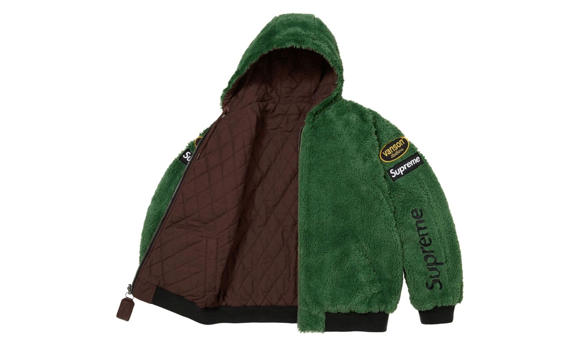 Supreme Vanson Leathers Reversible Quilted Hooded Jacket Brown Green | OVERCEZ