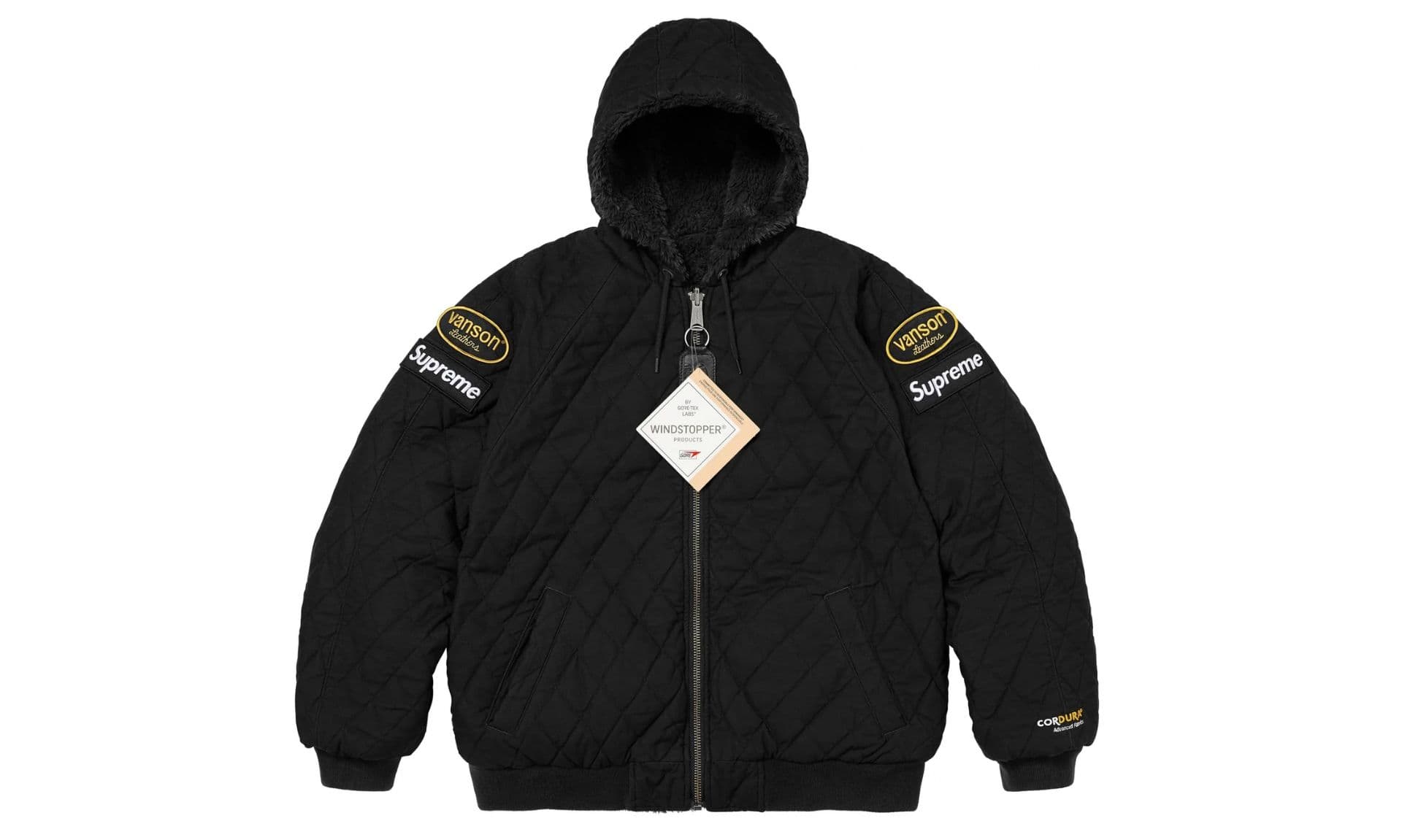 Supreme Vanson Leathers Reversible Quilted Hooded Jacket Black | OVERCEZ