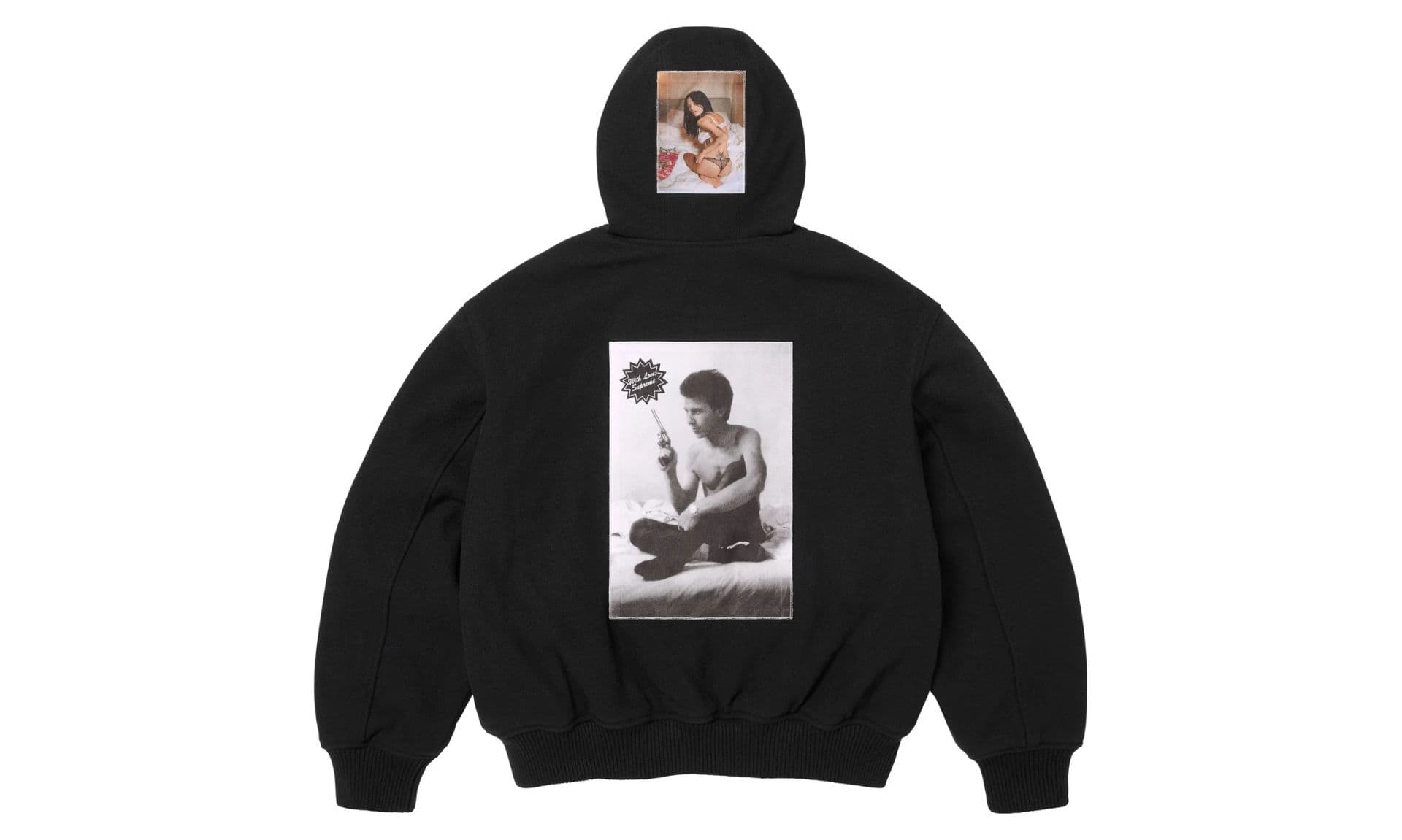 Supreme Larry Clark Hooded Varsity Jacket Black | OVERCEZ