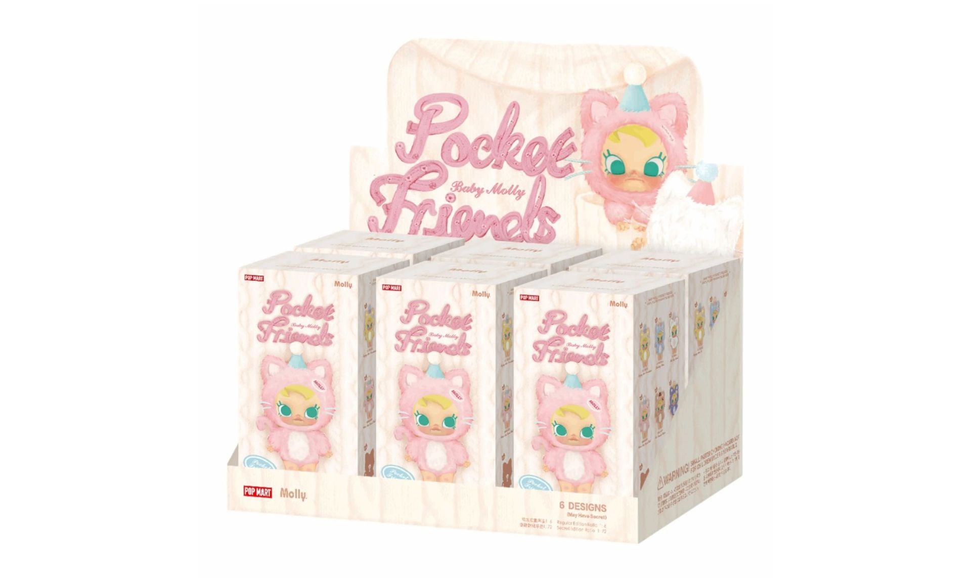 Pop Mart Baby Molly Pocket Friends Series Vinyl Plush Pendant Sealed Case (Zestaw 6 szt.)