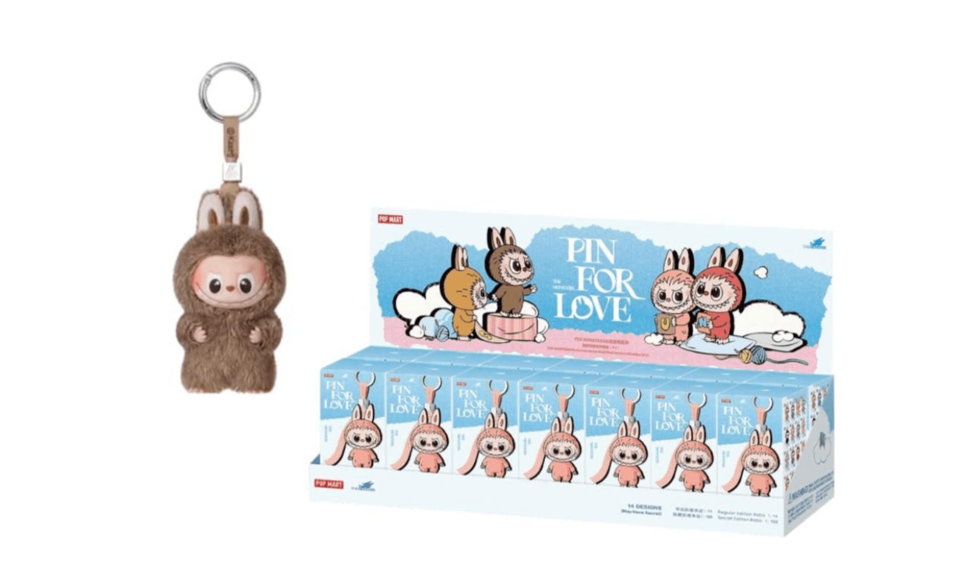 Pop Mart Labubu The Monsters Pin for Love Series Vinyl Plush Pendant (N-Z) Sealed Case (14 Blind Box)