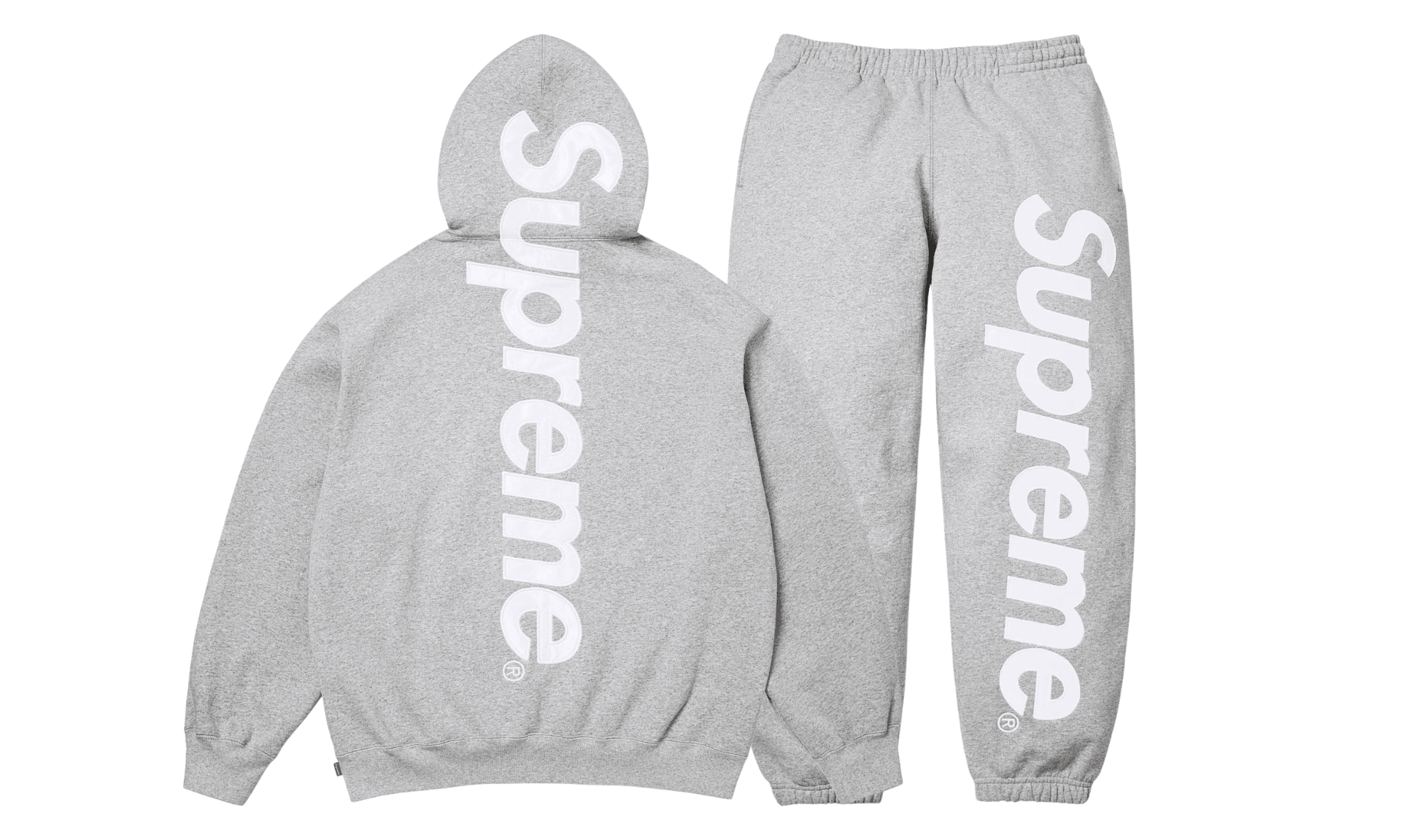 Szary komplet dresowy Supreme Satin Applique