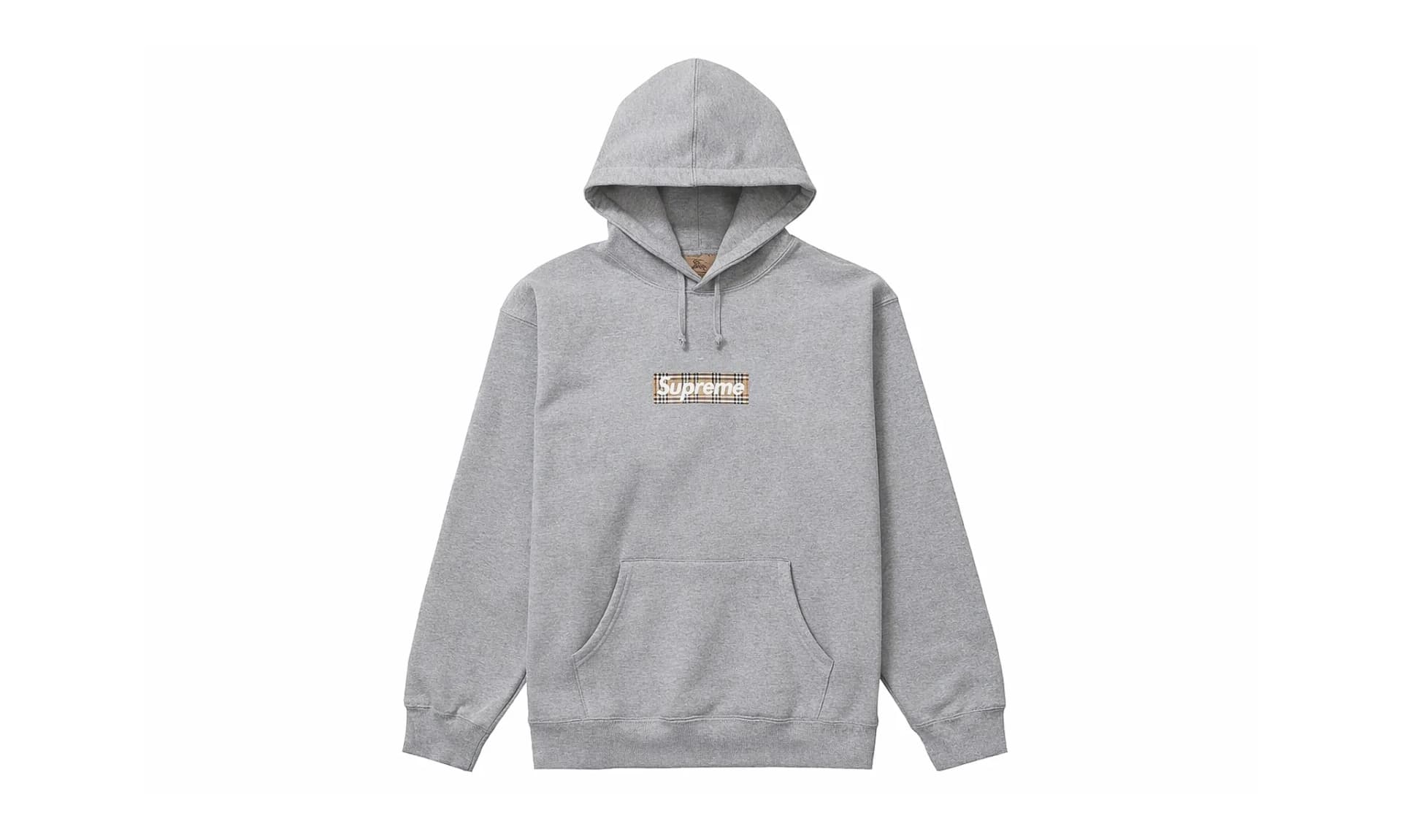 Supreme Burberry Box Logo Hoodie Grey