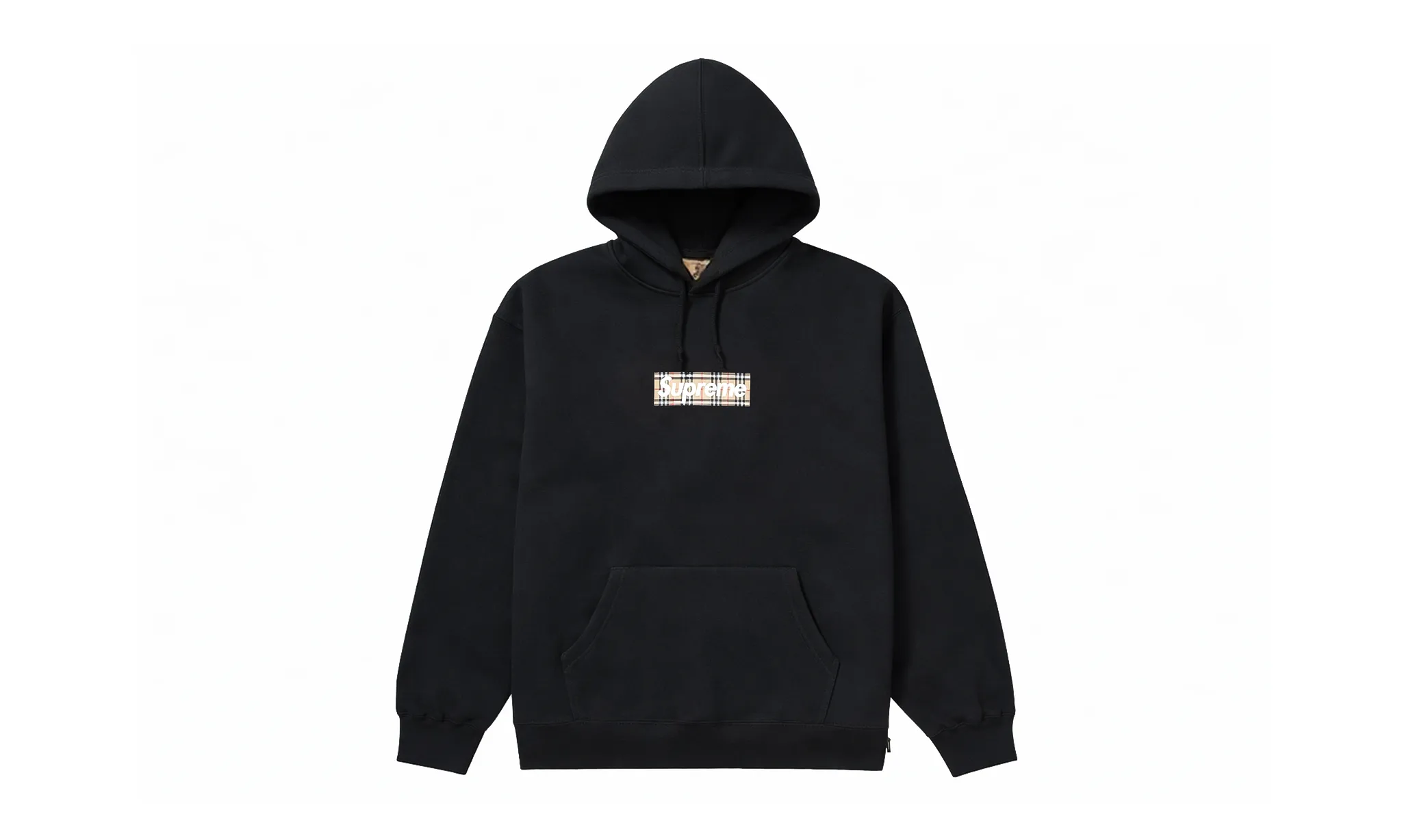 Supreme Burberry Box Logo Hoodie Black