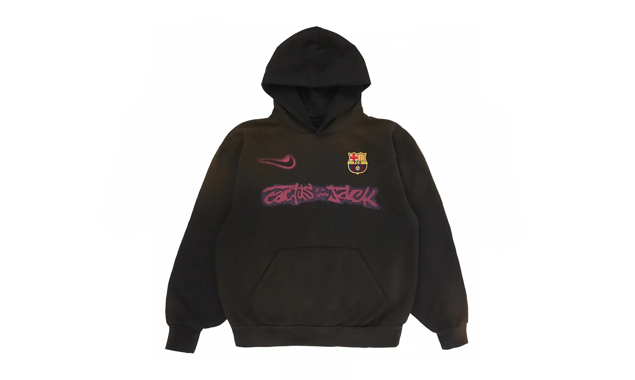 Travis Scott x Nike x FC Barcelona Spray Logo Hoodie Black | OVERCEZ