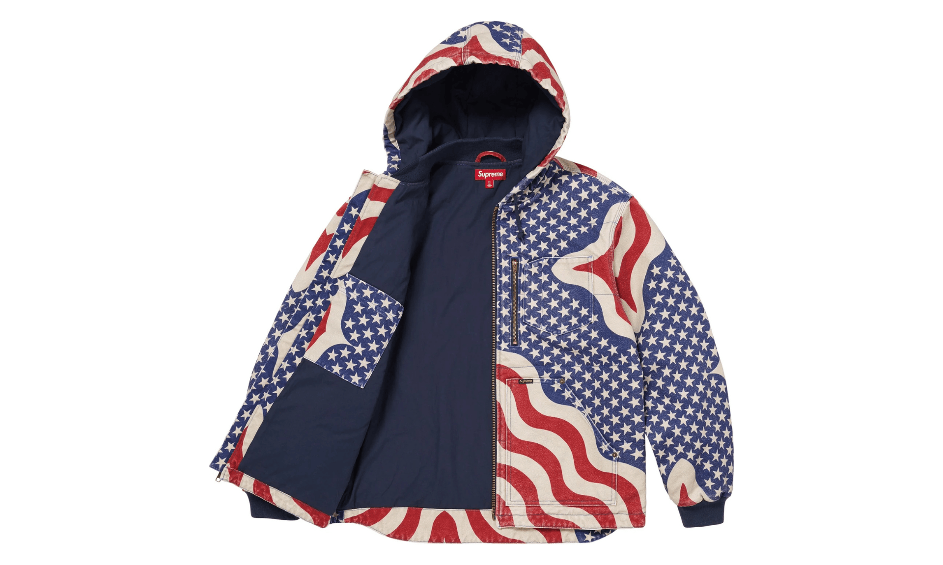 Supreme Flag Quilted Hooded Work Jacket Multicolor