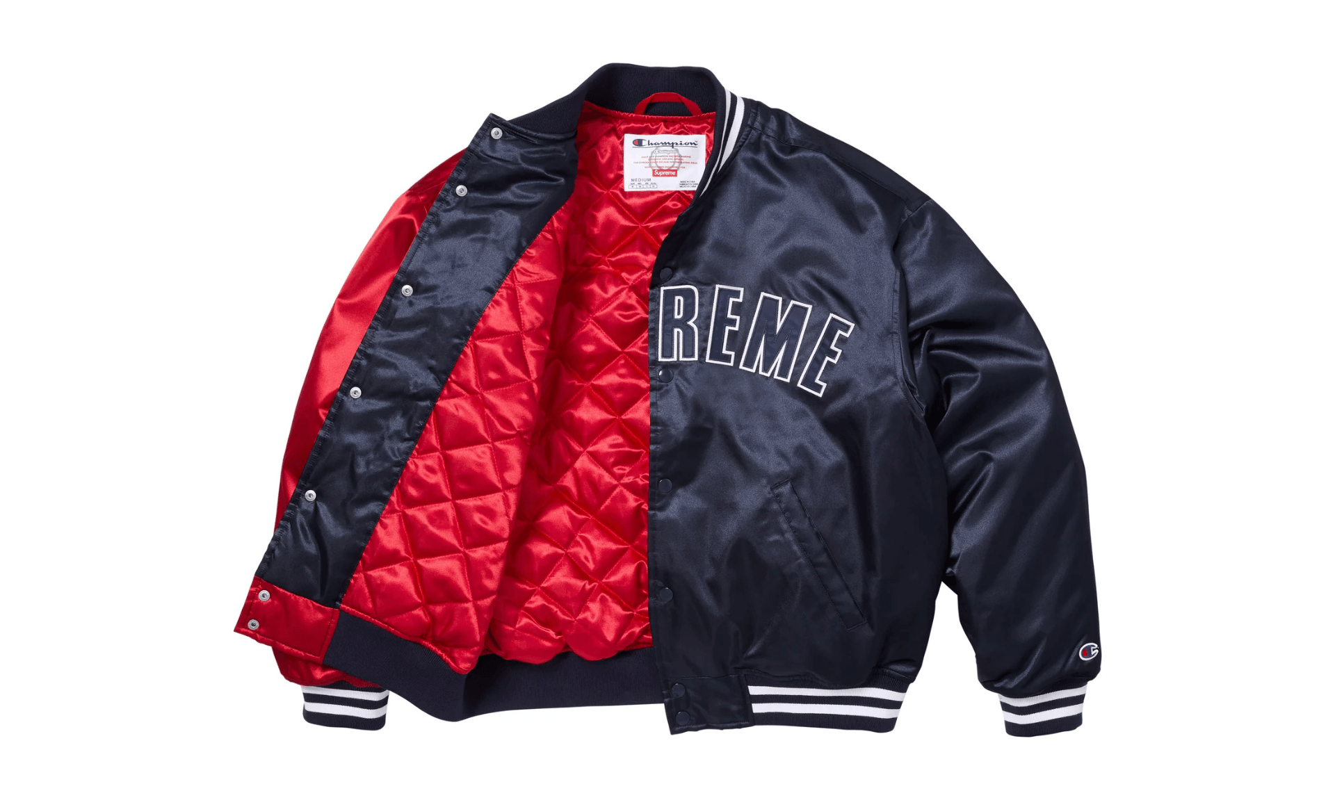 Supreme Champion Satin Varsity Jacket Red Navy