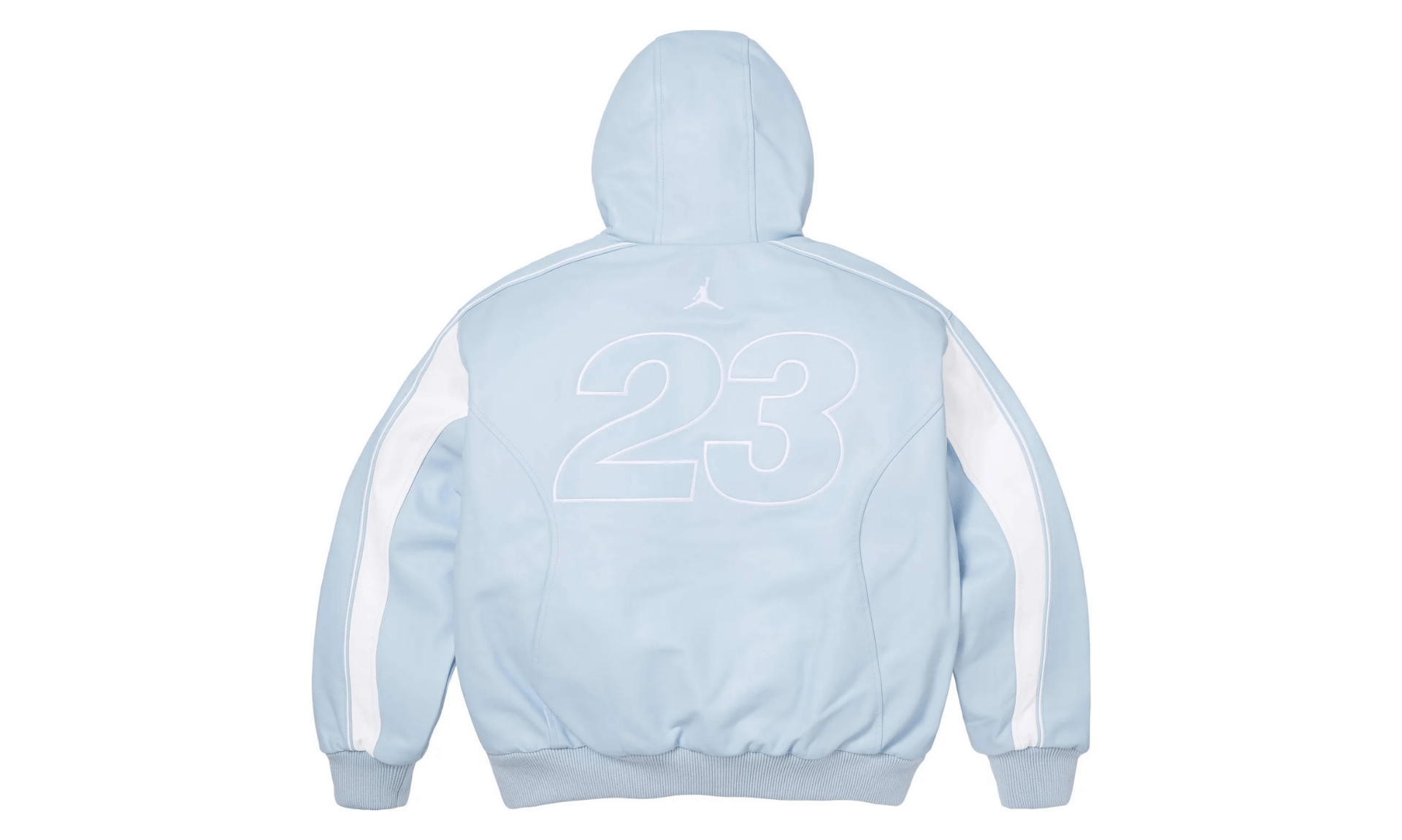 Supreme Jordan Hooded Leather Jacket Light Blue